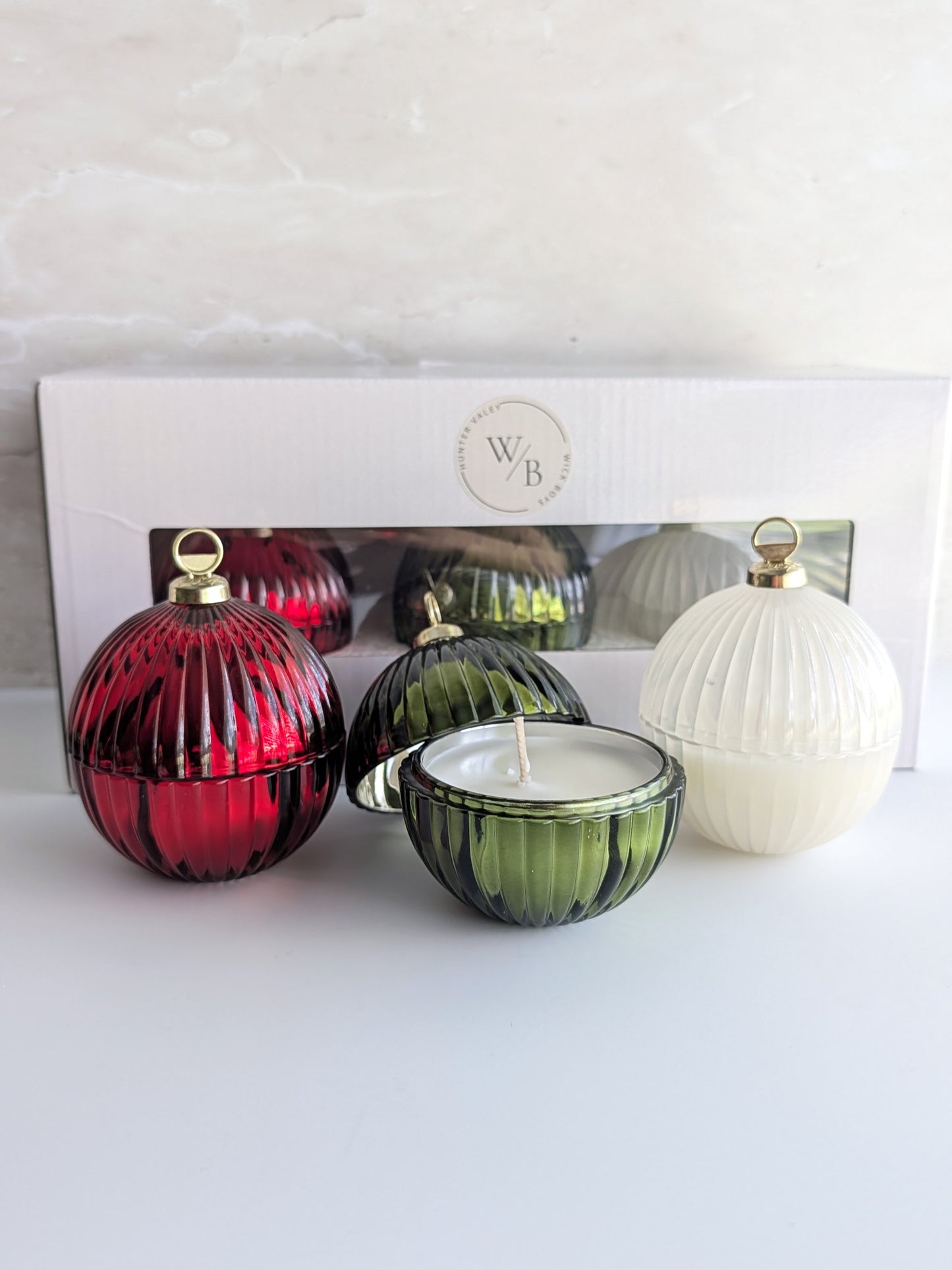 Trio Mini Christmas Bauble Candle Set