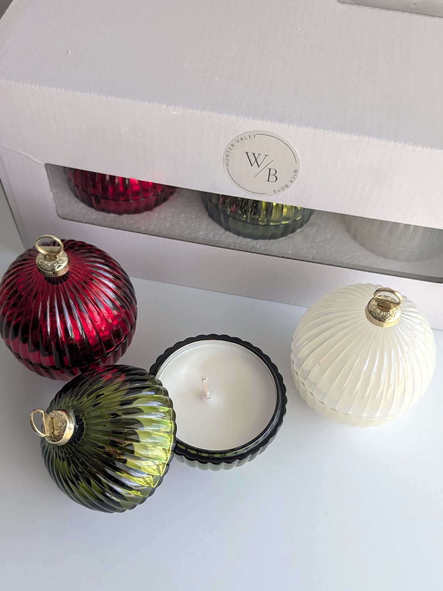Trio Mini Christmas Bauble Candle Set